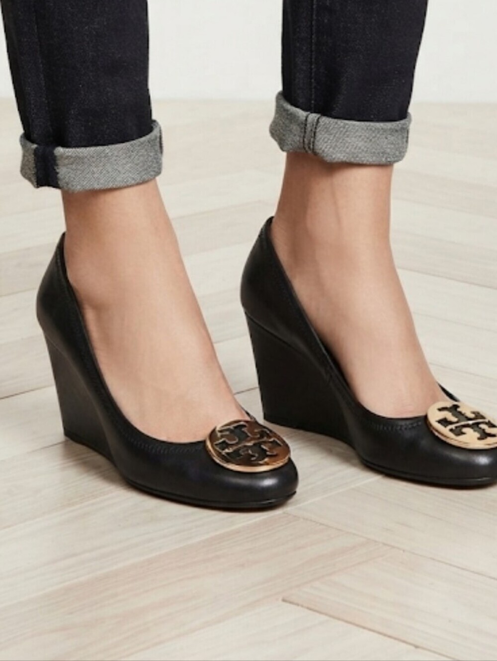 Tory Burch Womens Leather Wedge Logo Mule Clog Shoes sz 9M